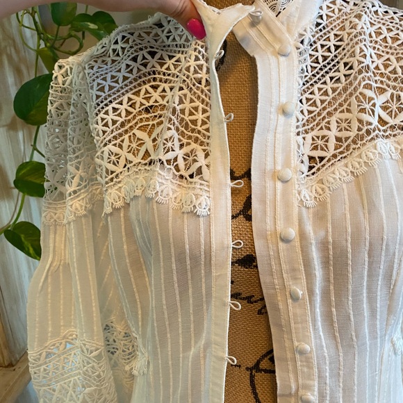 Karen Millen NWT Cotton Voile Cutout Prairie Boho Bridal Dress UK 12/US 10/EU 40 - Picture 6 of 12